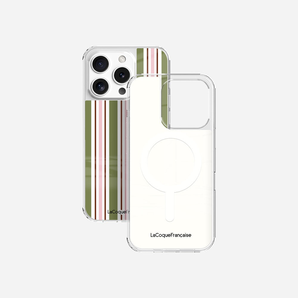 Coque Sans Anneaux Imprimee Rayure Kaki