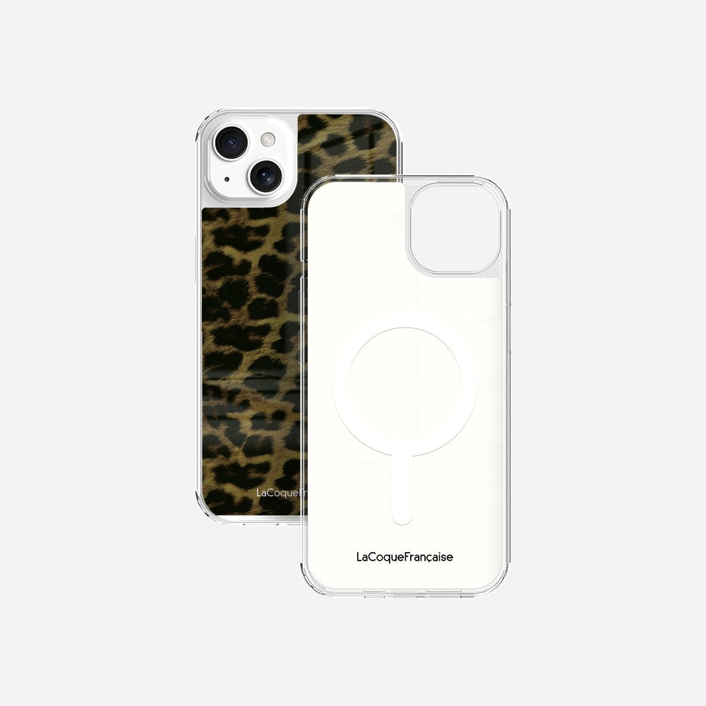 Coque Sans Anneaux Imprimee Leopard Kaki Et Noir