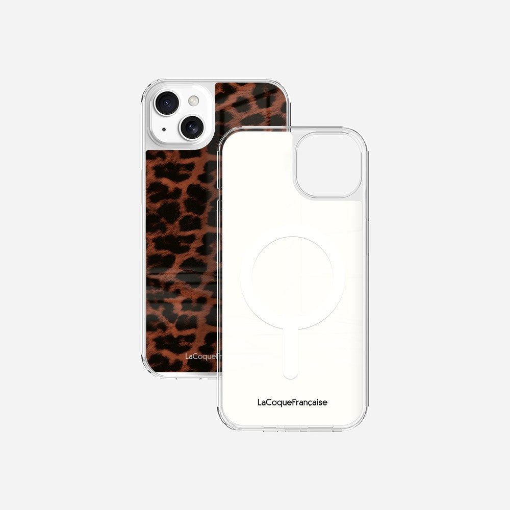 Coque Sans Anneaux Imprimee Leopard Terracotta Et Noir