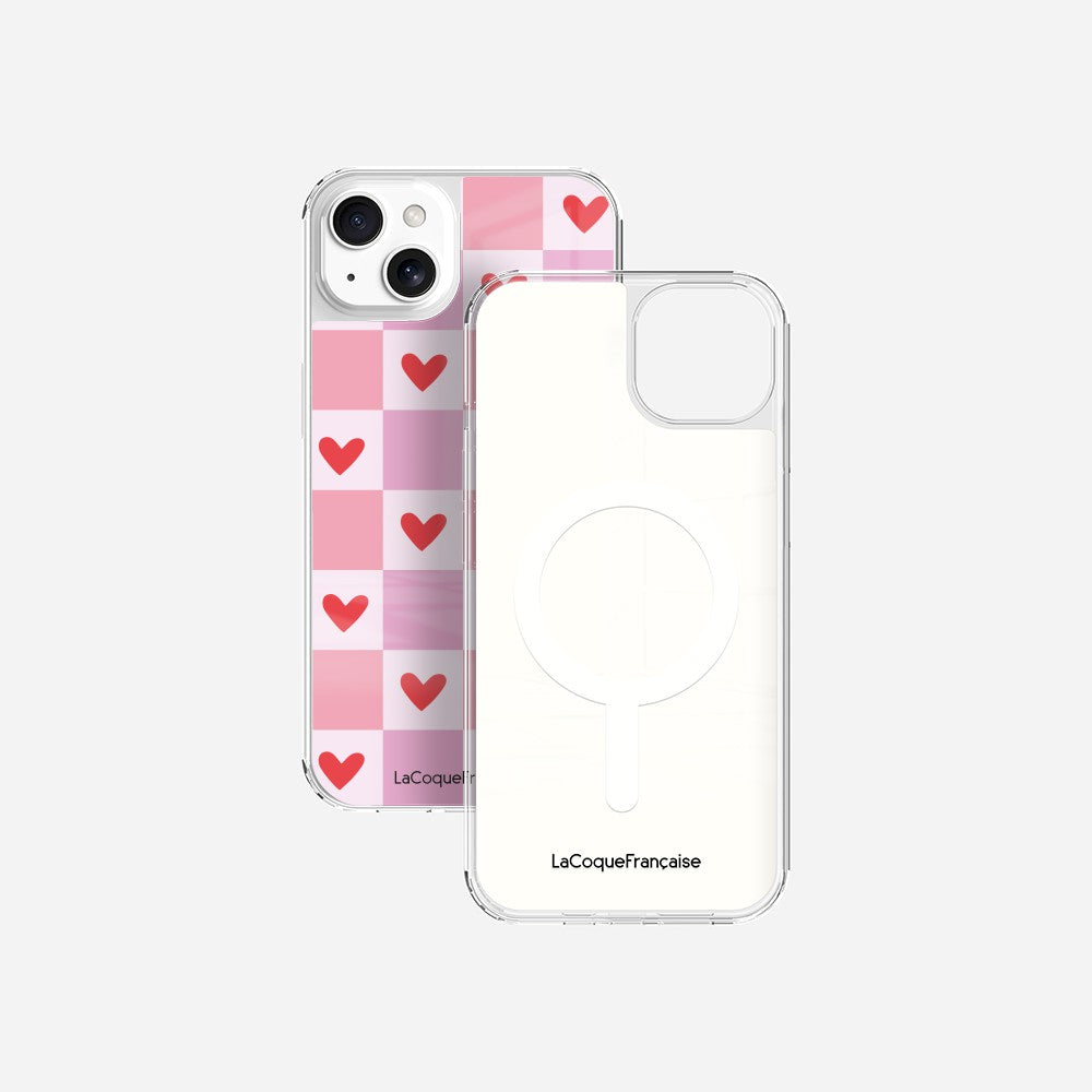 Coque Sans Anneaux Imprimee Coeur Carreau - 30