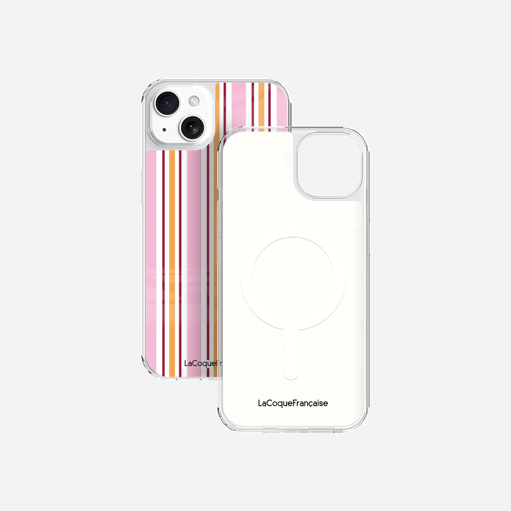 Coque Sans Anneaux Imprimee Rayure Rose