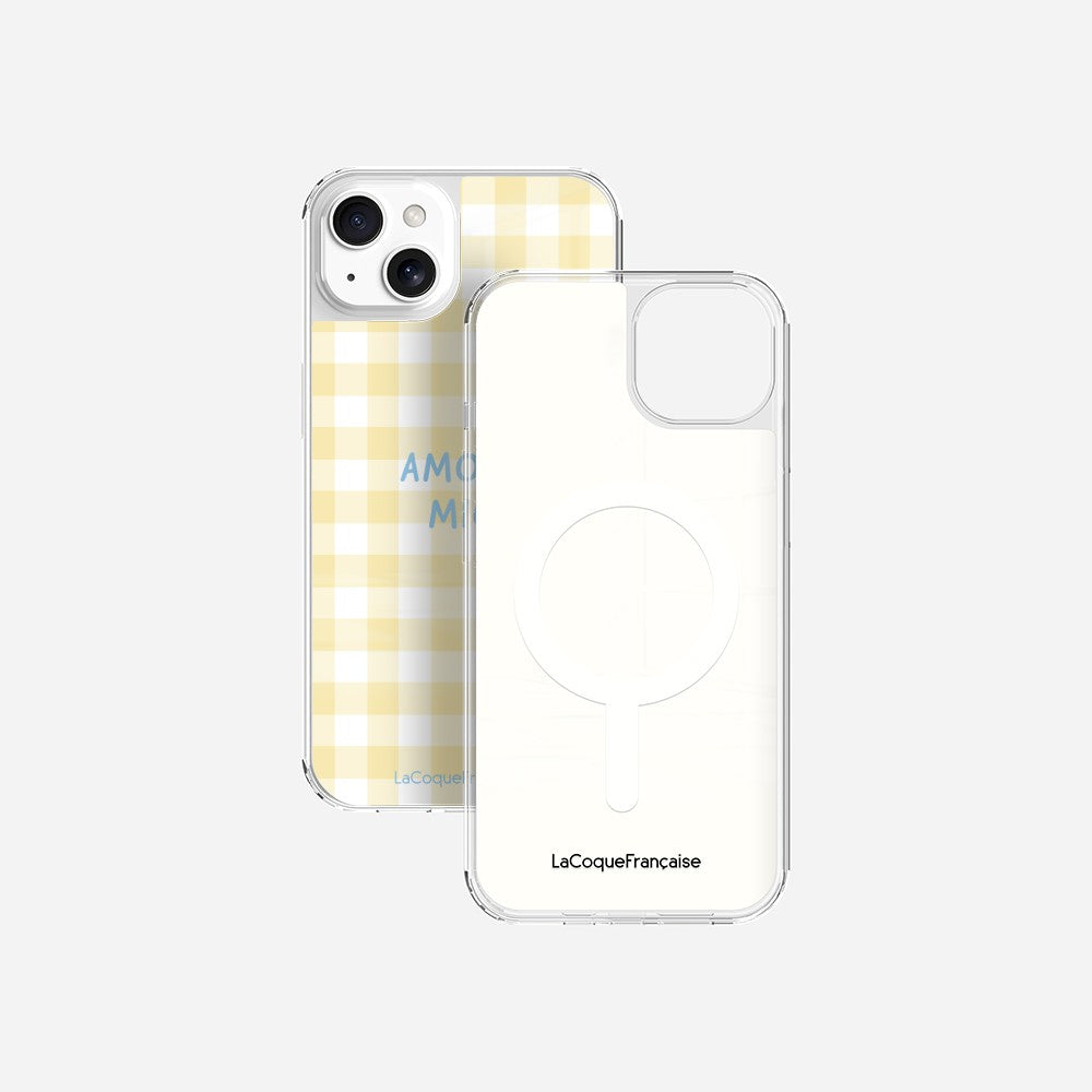 Coque Sans Anneaux Imprimee Amore Mio Vichy Jaune