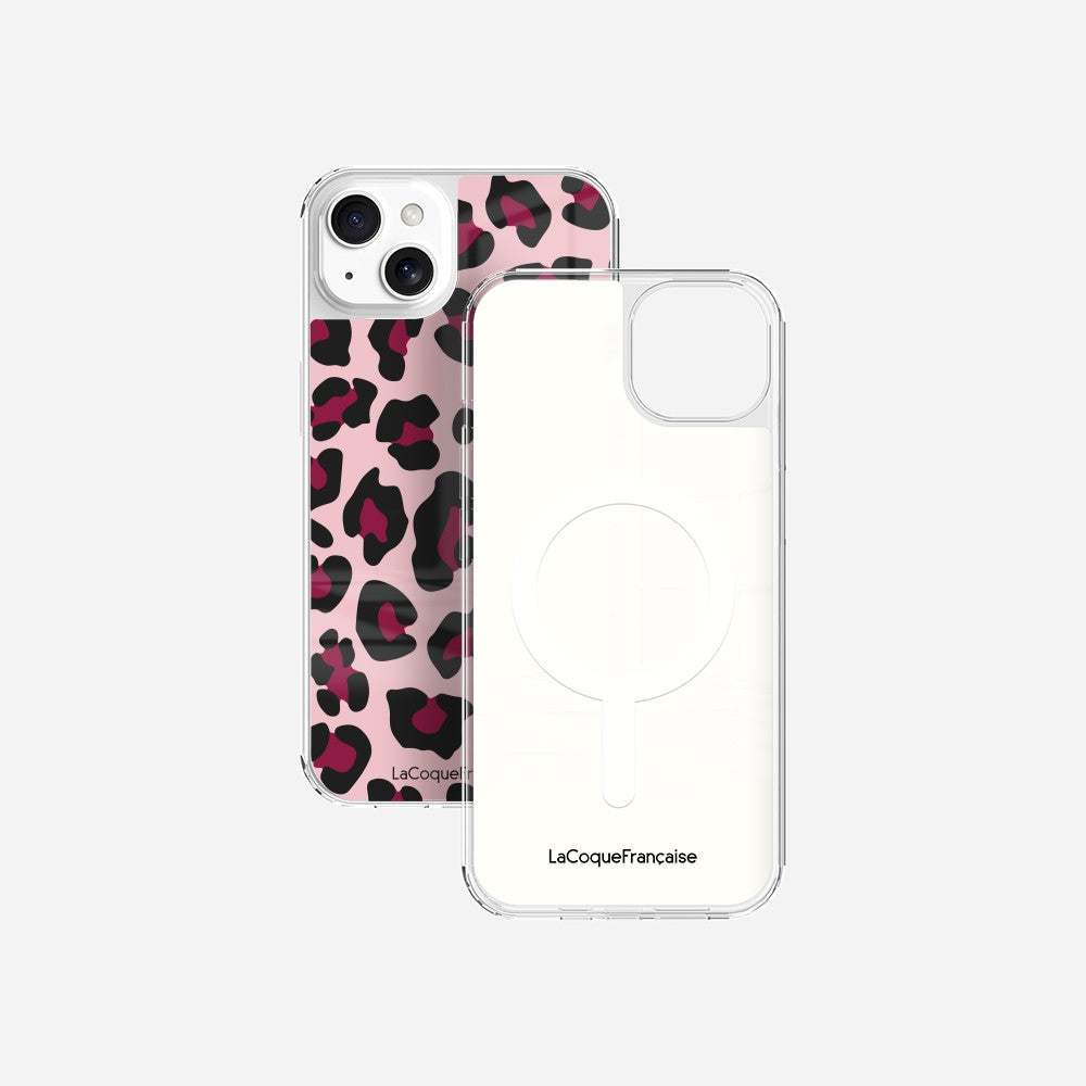 Coque Sans Anneaux Imprimee Leopard Rose Et Bordeaux