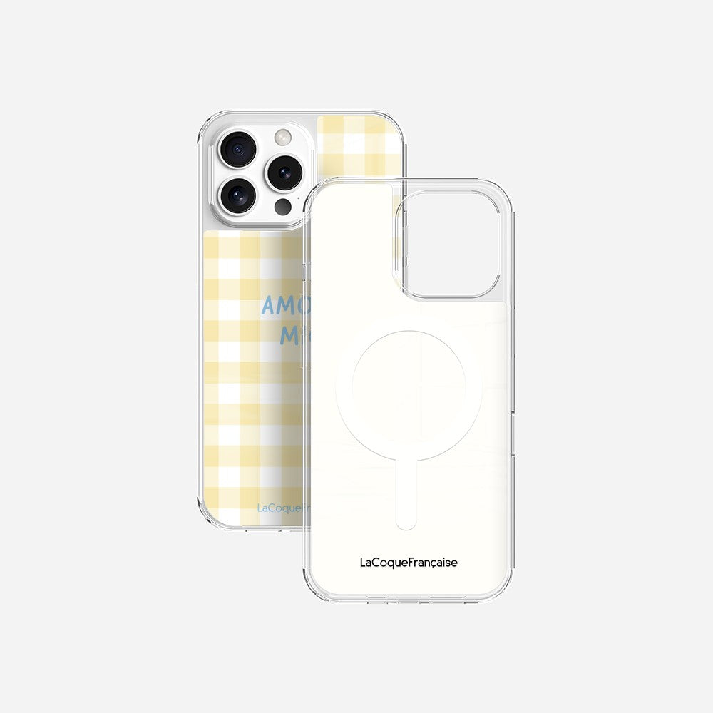 Coque Sans Anneaux Imprimee Amore Mio Vichy Jaune