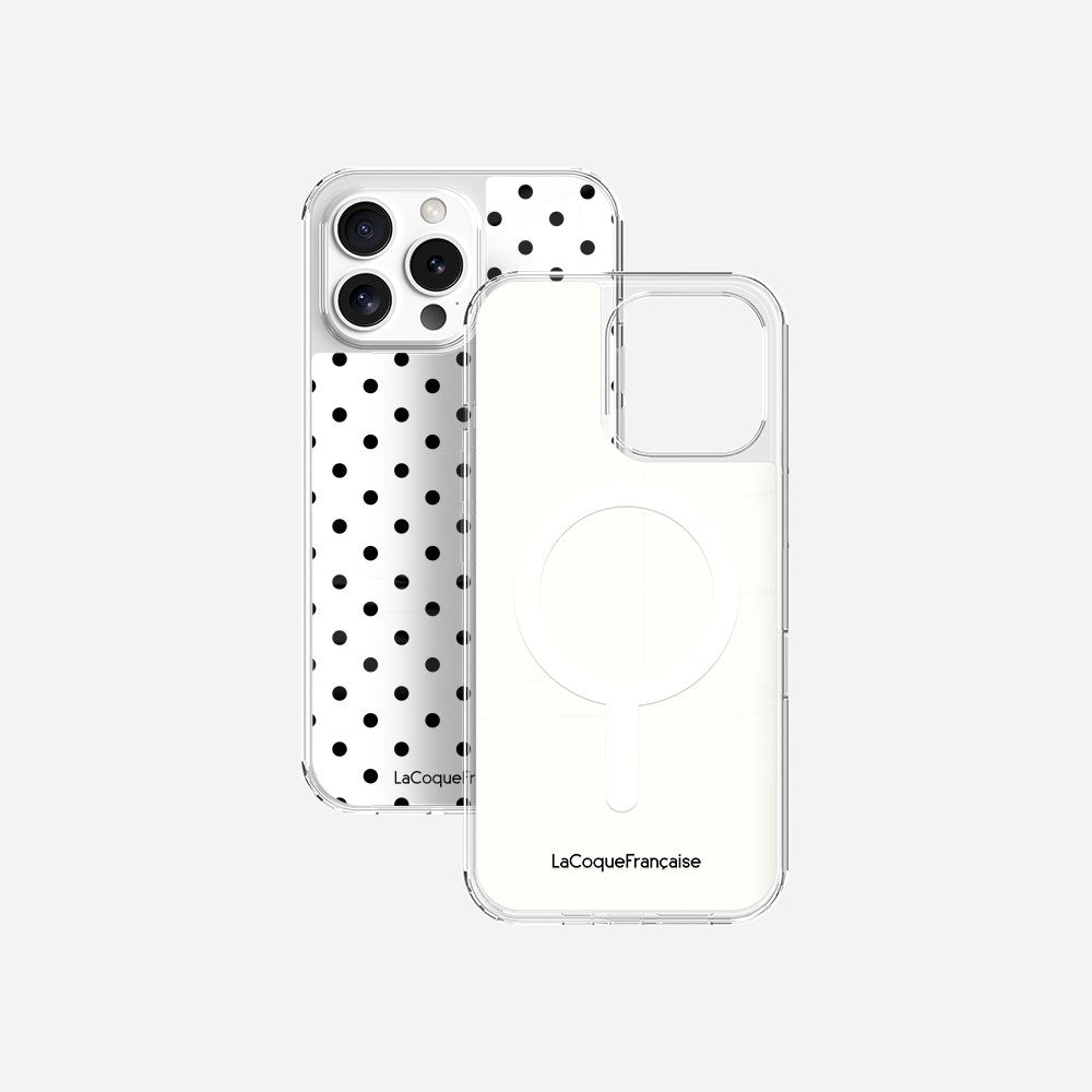 Coque Sans Anneaux Imprimee Pois Noir