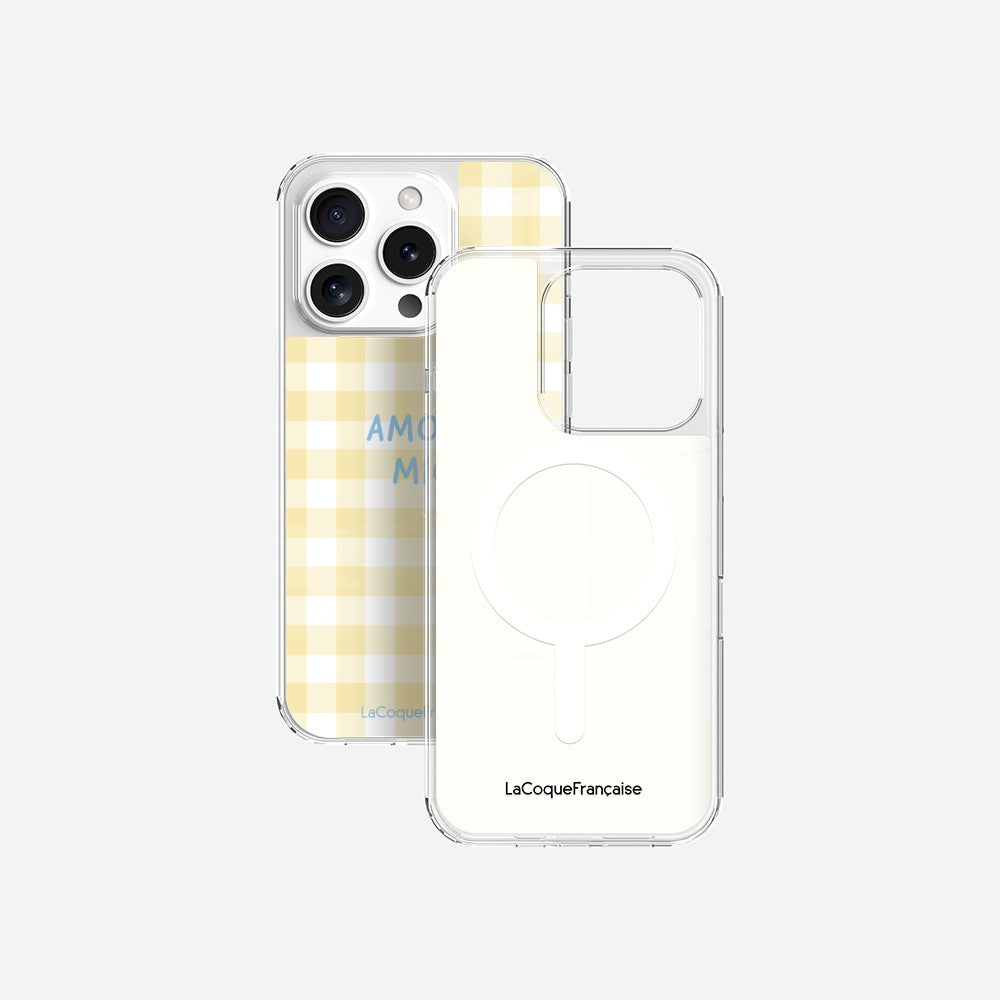 Coque Sans Anneaux Imprimee Amore Mio Vichy Jaune