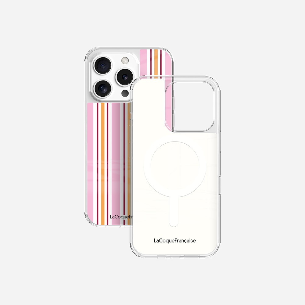 Coque Sans Anneaux Imprimee Rayure Rose