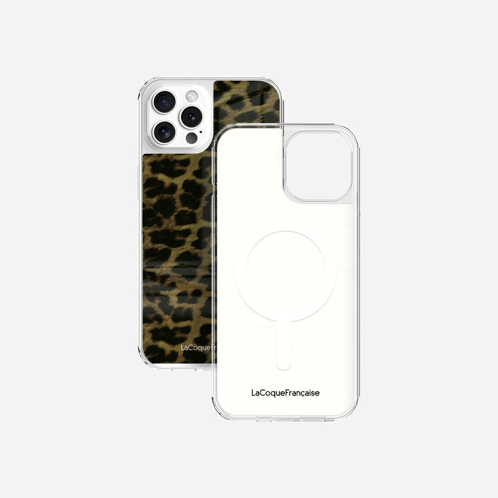 Coque Sans Anneaux Imprimee Leopard Kaki Et Noir