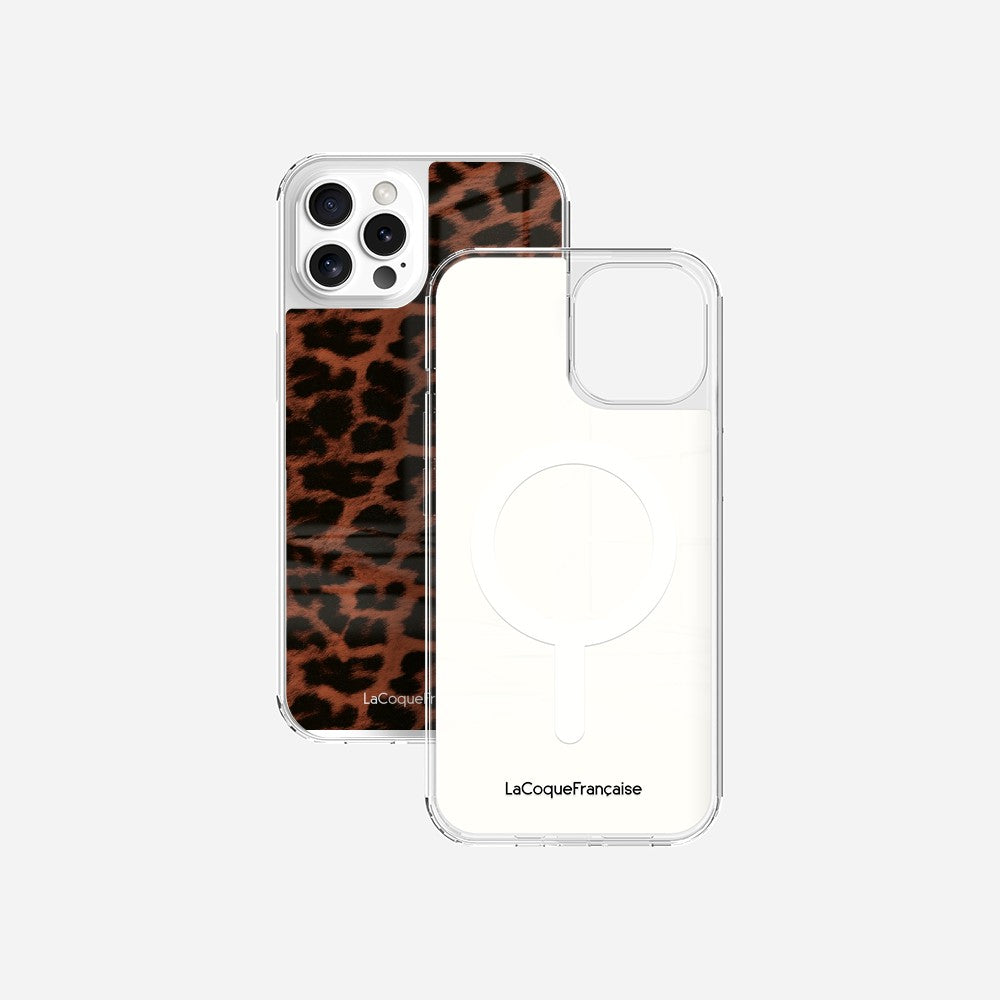 Coque Sans Anneaux Imprimee Leopard Terracotta Et Noir
