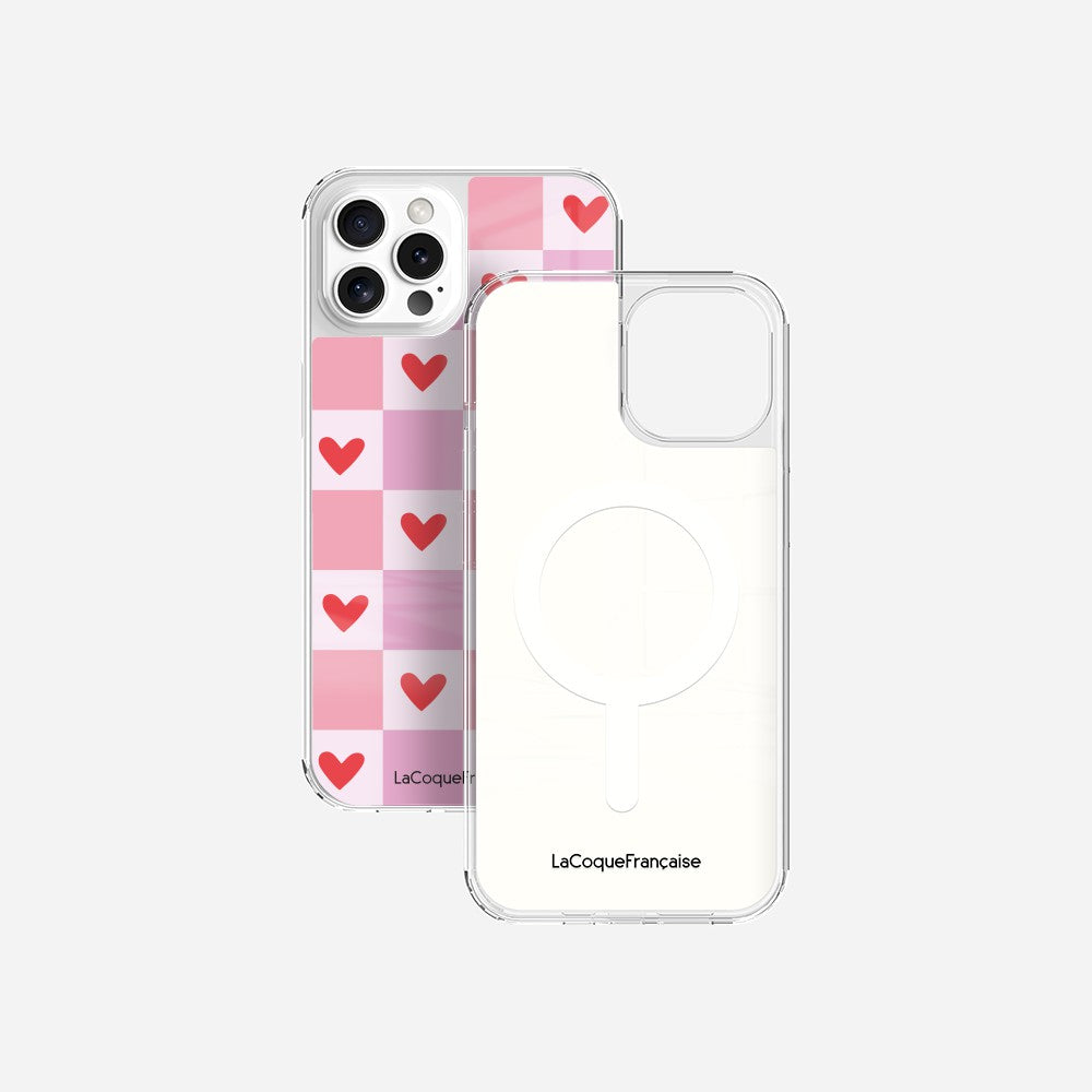 Coque Sans Anneaux Imprimee Coeur Carreau - 39