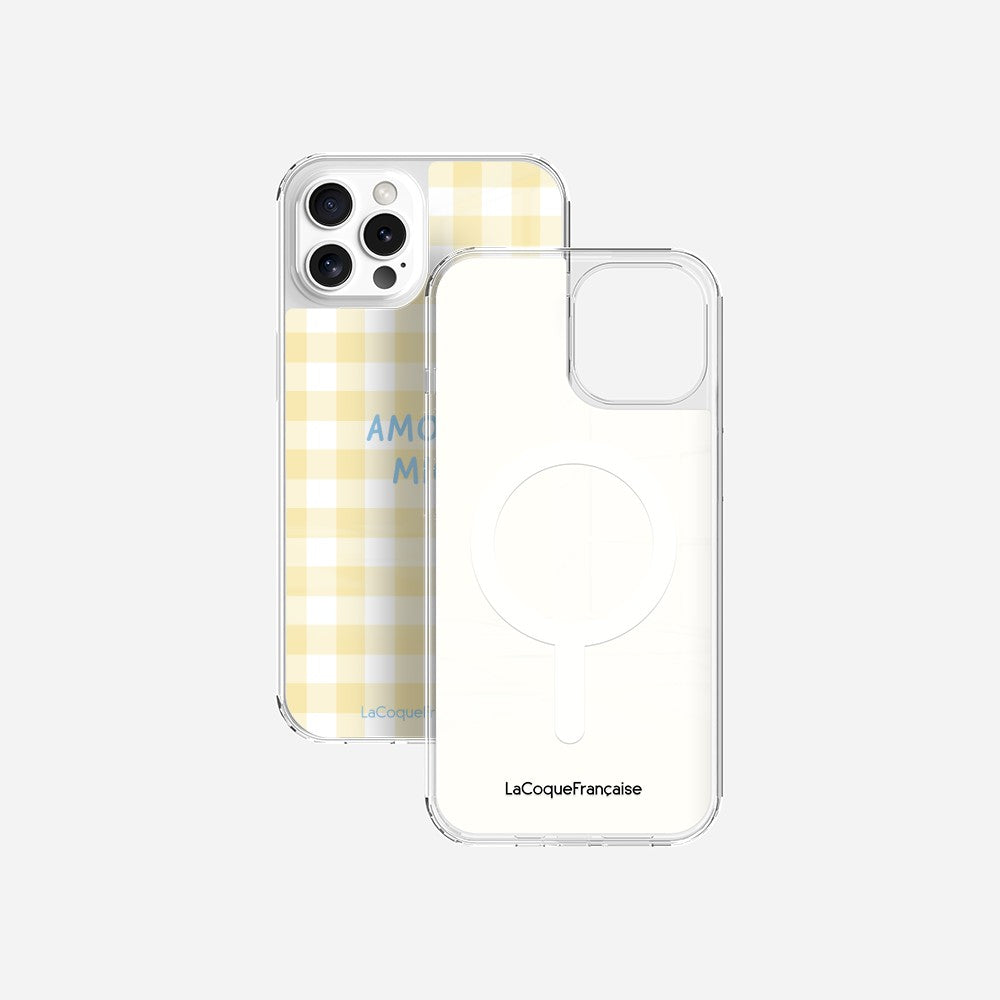 Coque Sans Anneaux Imprimee Amore Mio Vichy Jaune