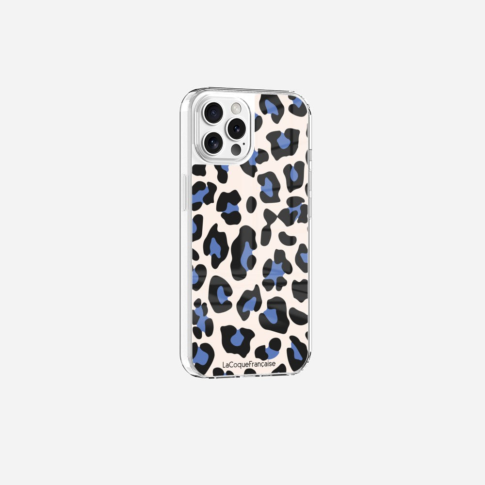 Coque Sans Anneaux Imprimee Leopard Beige Et Bleu