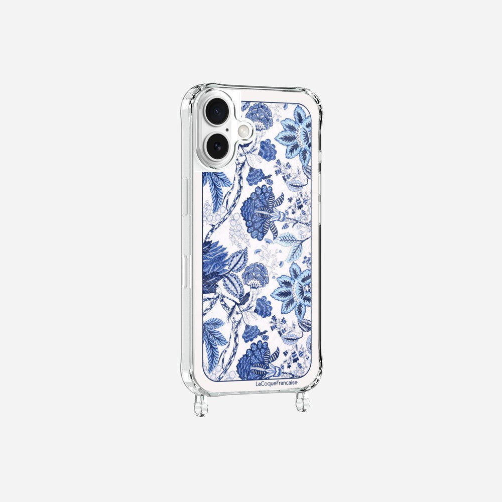 Printed Ring Shell Scarf Blue Flowers