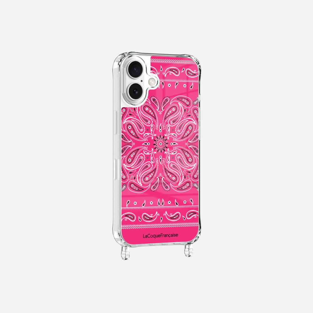 Coque Anneaux Imprimee Bandana Rose Fluo