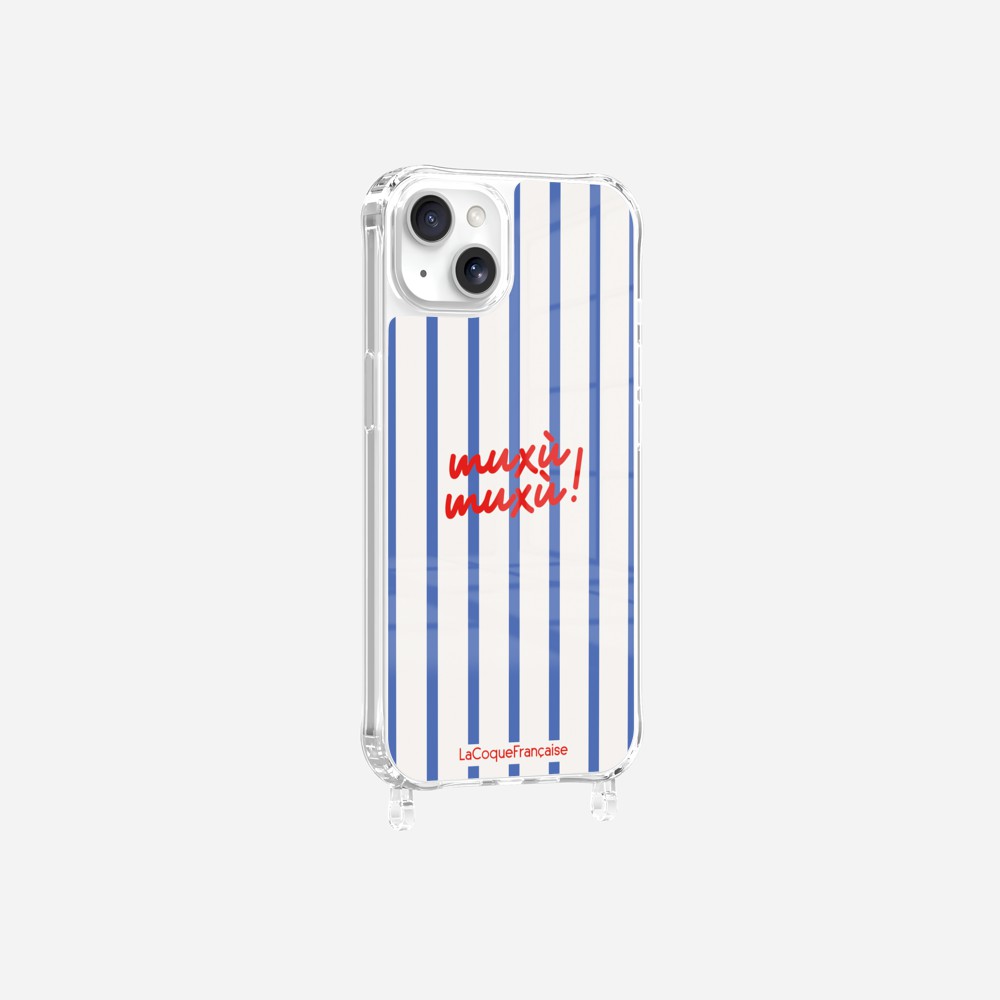 Coque Anneaux Imprimee Muxu Muxu Rayure Bleu