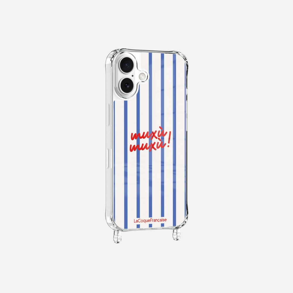 Coque Anneaux Imprimee Muxu Muxu Rayure Bleu