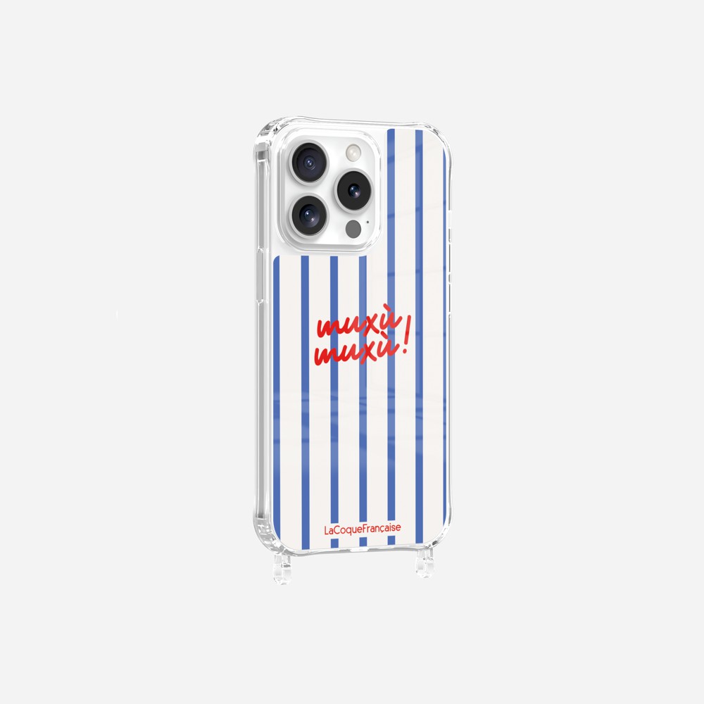 Coque Anneaux Imprimee Muxu Muxu Rayure Bleu