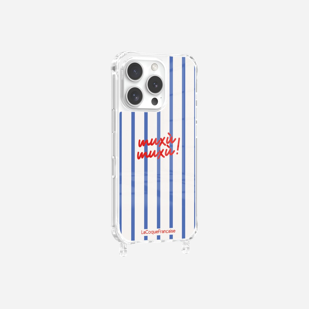 Coque Anneaux Imprimee Muxu Muxu Rayure Bleu