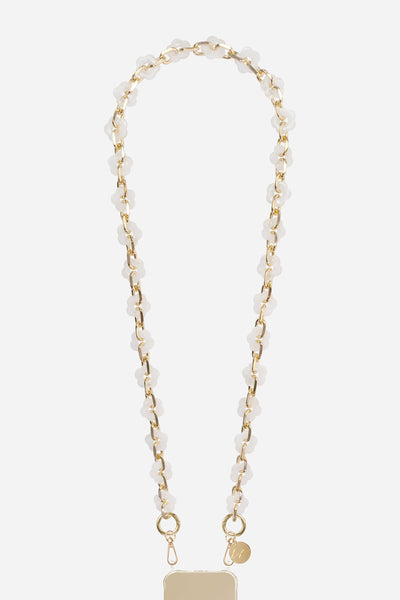 Chaine Longue Cassy Fleurs Blanc 120 cm