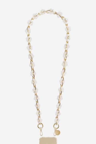 Chaine Longue Cassy Fleurs Blanc 120 cm