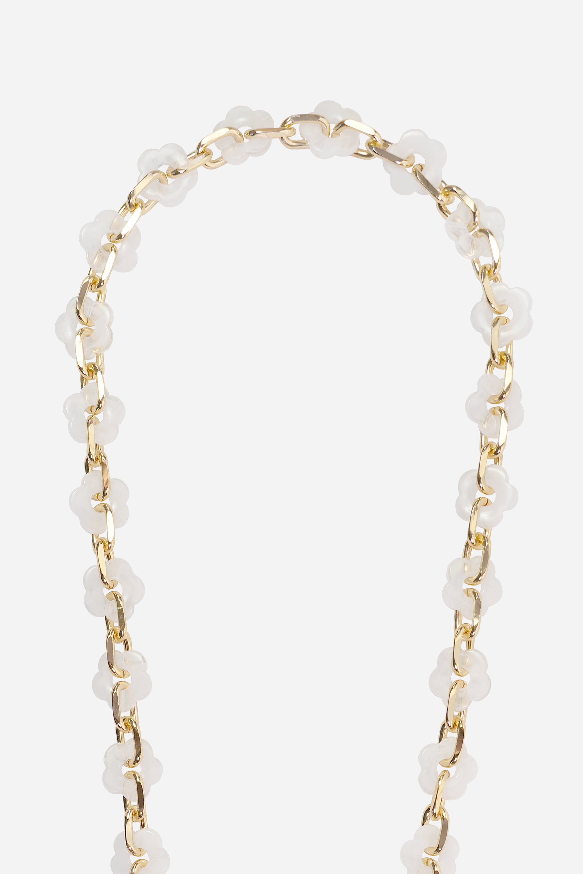 Chaine Longue Cassy Fleurs Blanc 120 cm