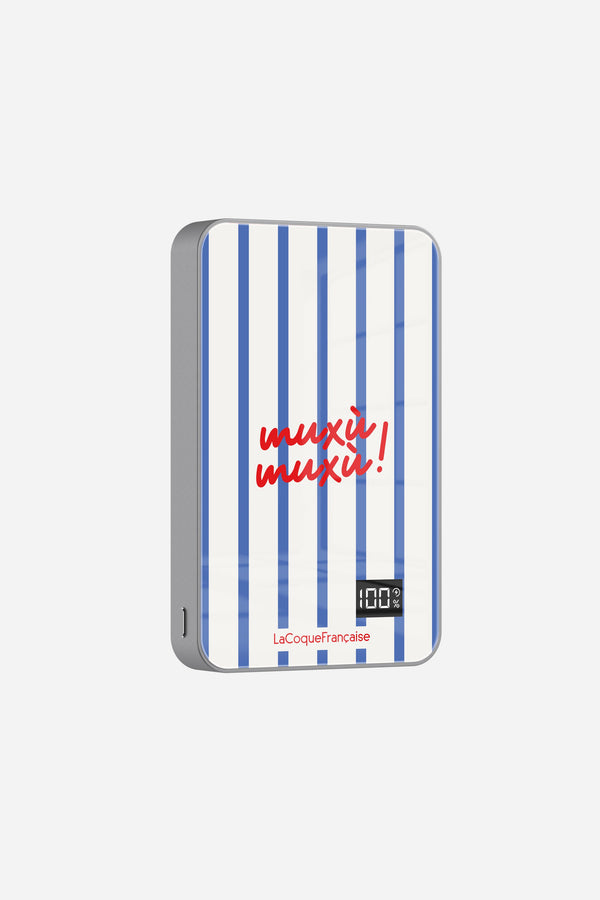 Batterie Magsafe Muxu Muxu Rayure Bleu Bleu 10 000 Mah