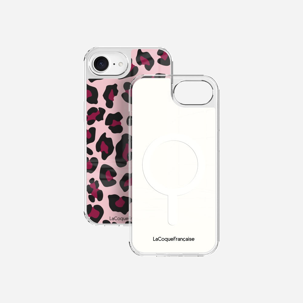 Coque Sans Anneaux Imprimee Leopard Rose Et Bordeaux
