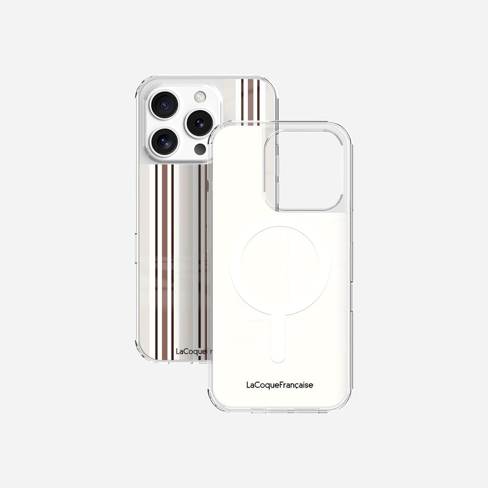 Coque Sans Anneaux Imprimee Rayure Greige