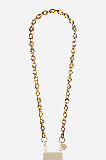 Chaine Longue Cassy Ecaille Marron 120 cm