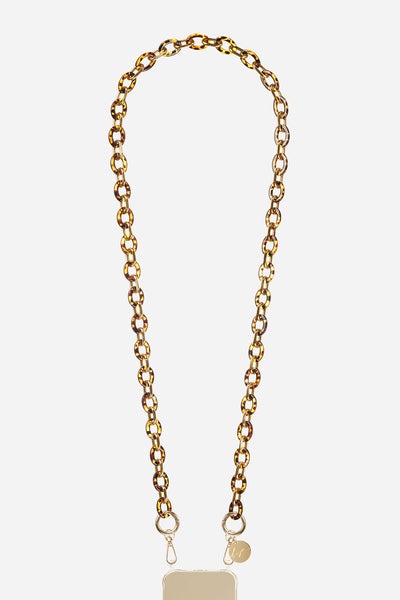 Chaine Longue Cassy Ecaille Marron 120 cm