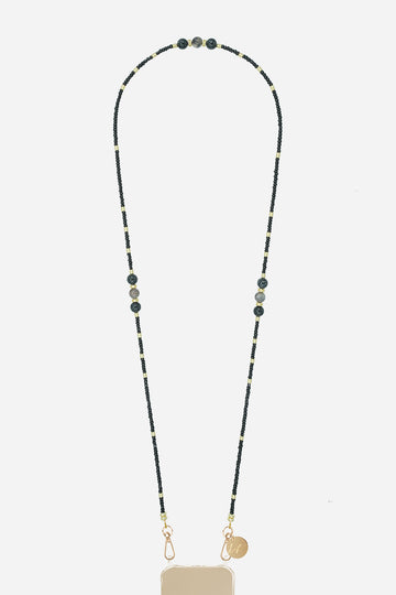 Chaine Longue Iris perles Noires 120 cm