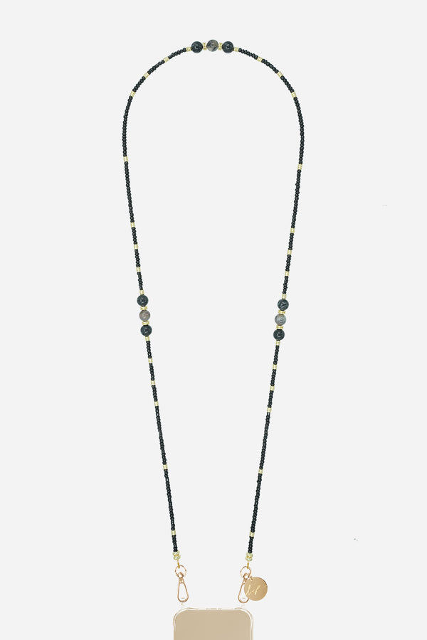 Chaine Longue Iris perles Noires 120 cm