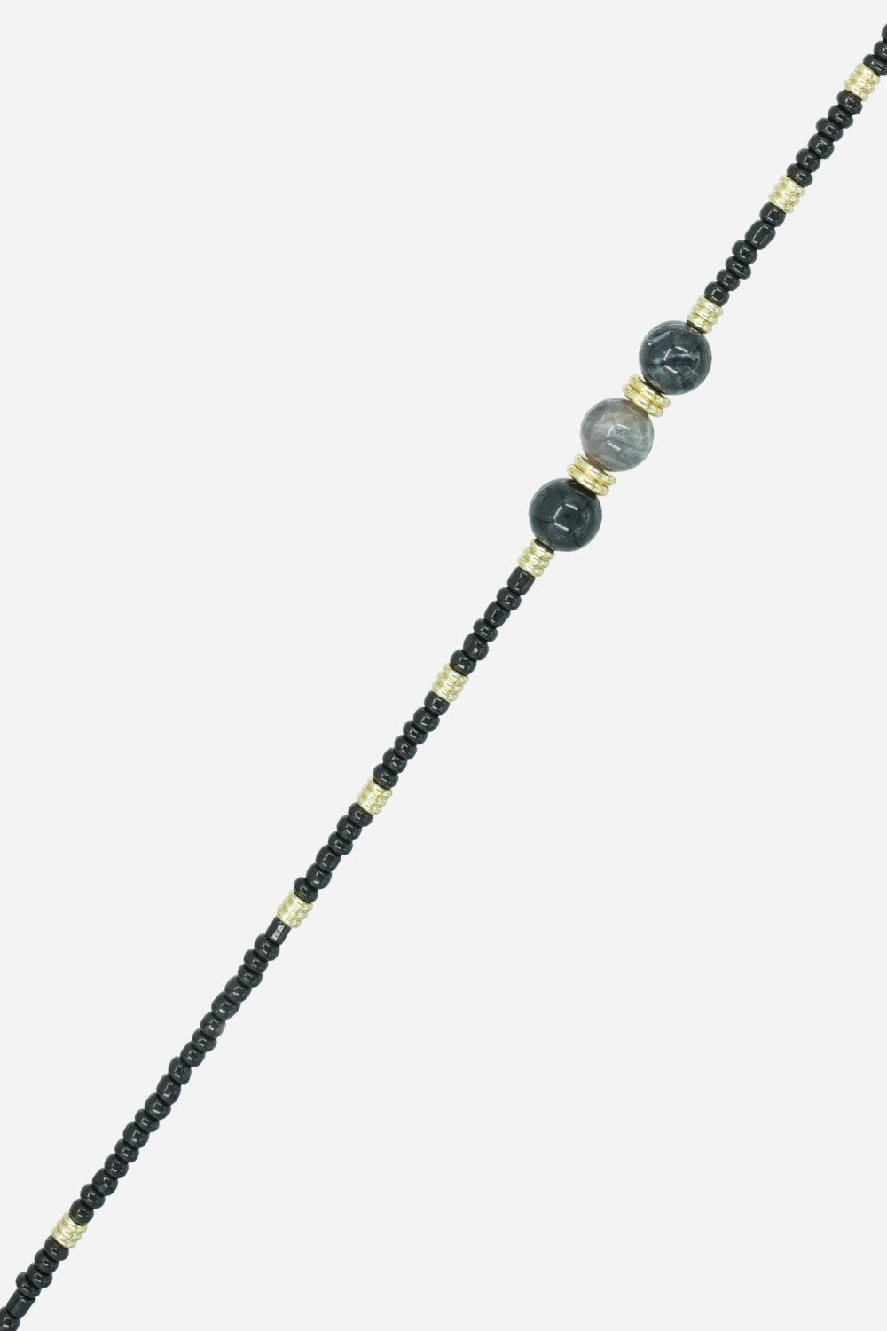 Chaine Longue Iris perles Noires 120 cm