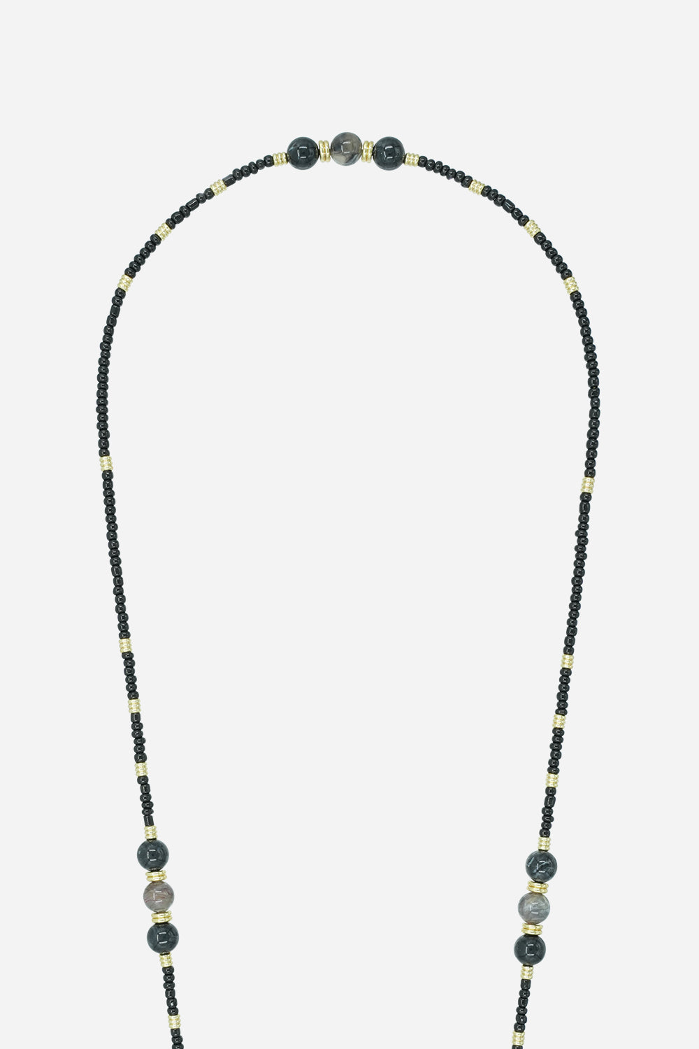 Long Iris Chain Black Pearls 120 cm