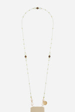 Chaine Longue Iris perles Beiges 120 cm