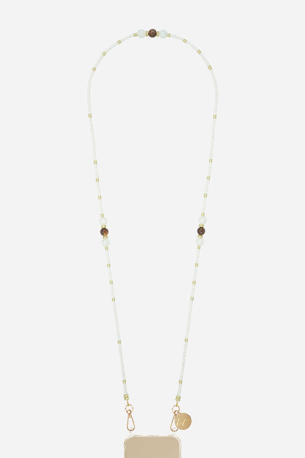 Chaine Longue Iris perles Beiges 120 cm