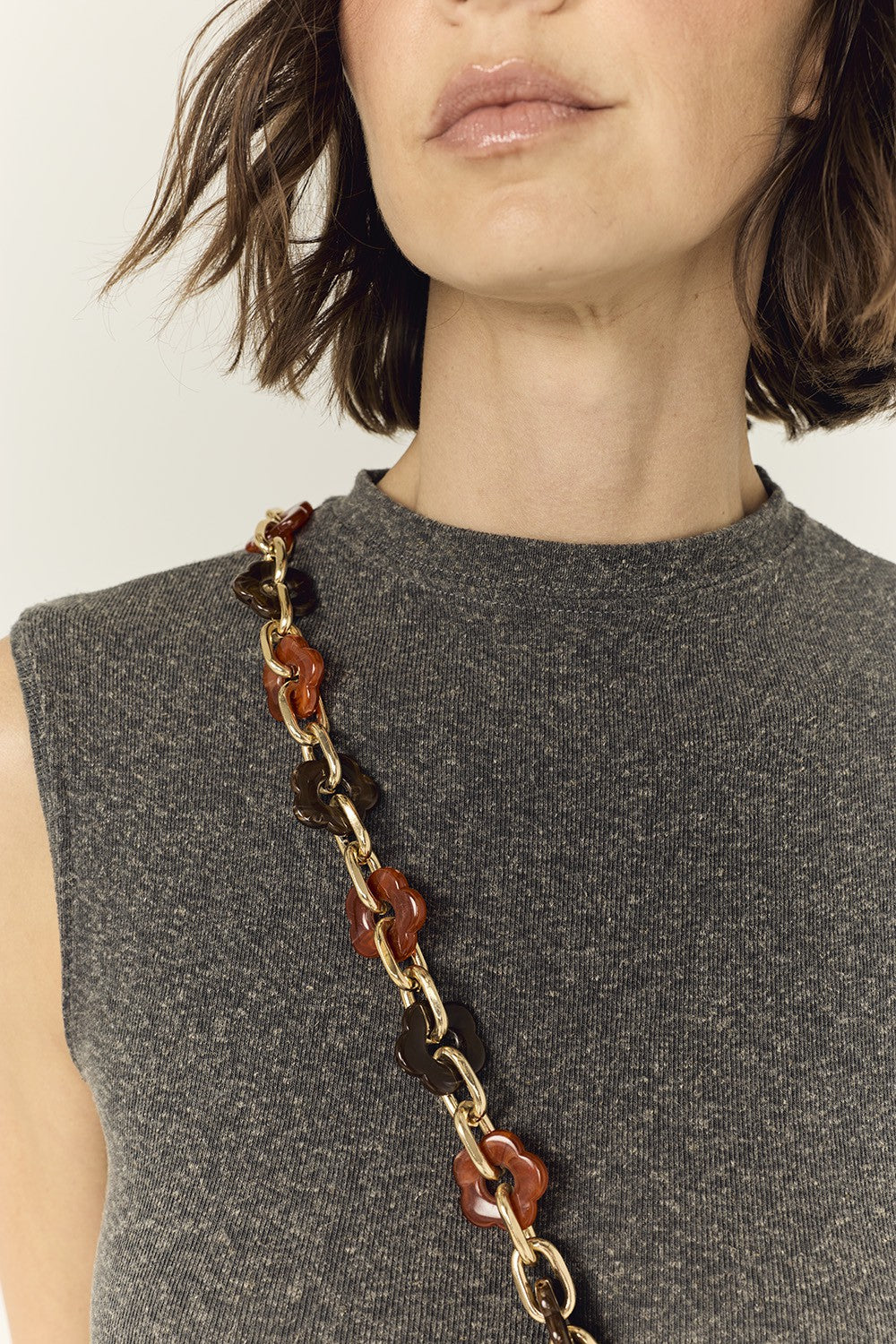 Cassy Long Chain Brown Red 120 cm