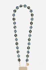 Chaine Longue Cassy Fleurs Bleu 120 cm