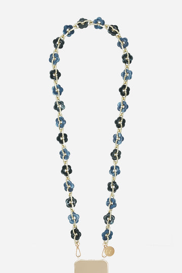 Chaine Longue Cassy Fleurs Bleu 120 cm