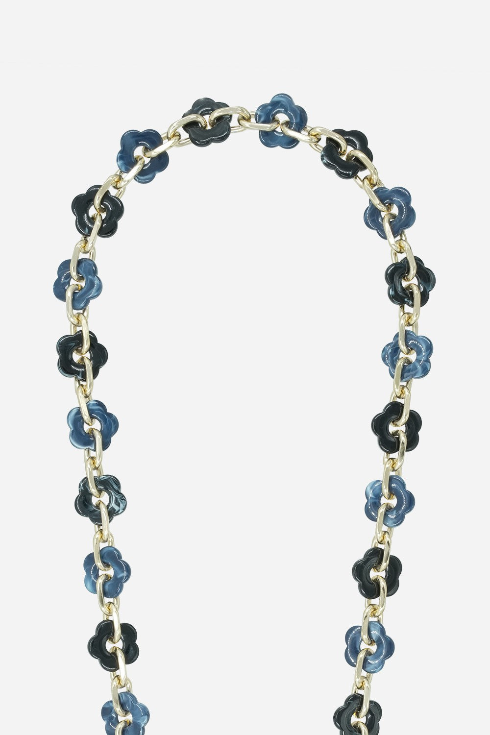Chaine Longue Cassy Fleurs Bleu 120 cm