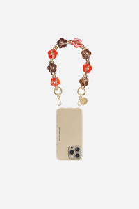 Chaine Courte Cassy Fleurs Marron 40 cm