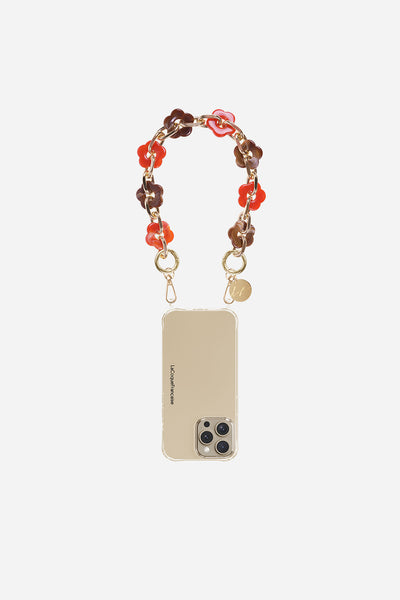 Chaine Courte Cassy Fleurs Marron 40 cm