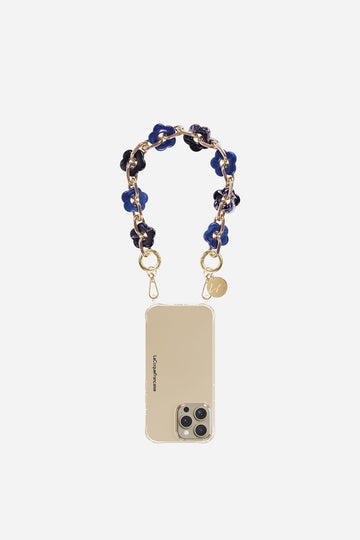 Chaine Courte Cassy Fleurs Bleu 40 cm