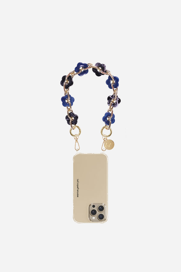 Chaine Courte Cassy Fleurs Bleu 40 cm