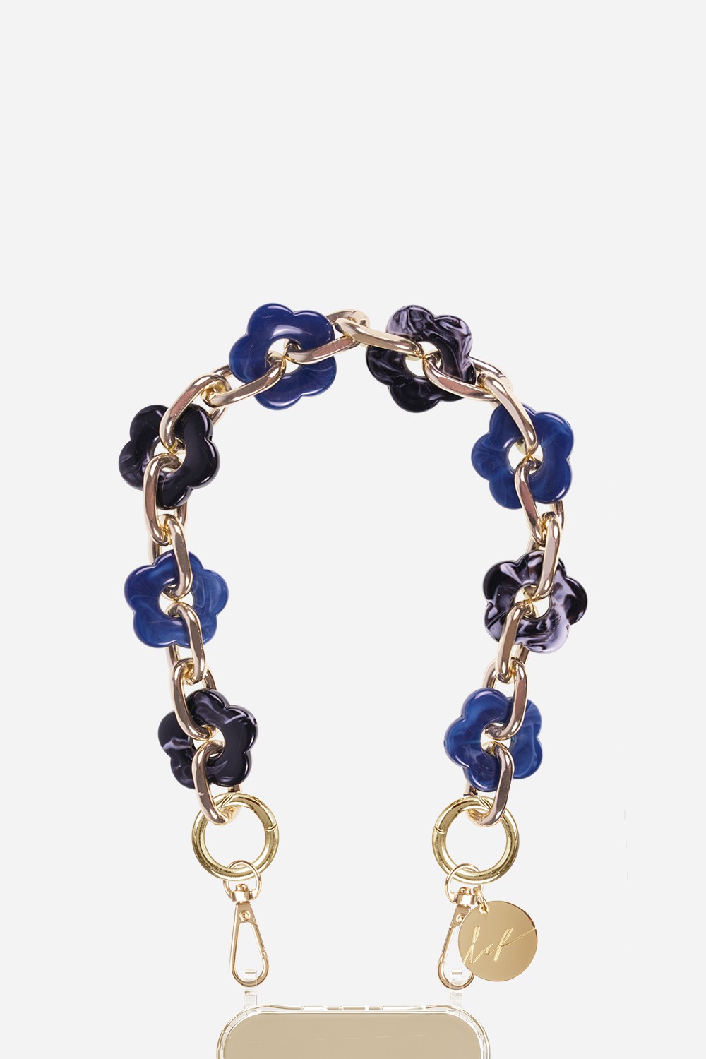 Short Necklace Cassy Blue Flowers 40 cm