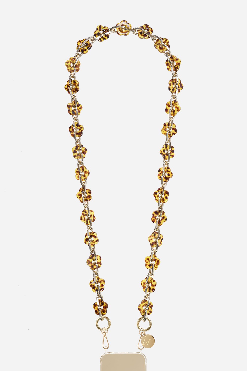 Chaine Longue Cassy Fleurs Ecaille Marron 120 cm