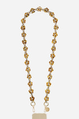 Chaine Longue Cassy Fleurs Ecaille Marron 120 cm