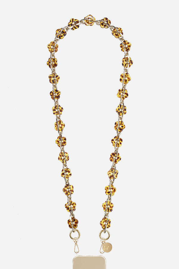 Chaine Longue Cassy Fleurs Ecaille Marron 120 cm