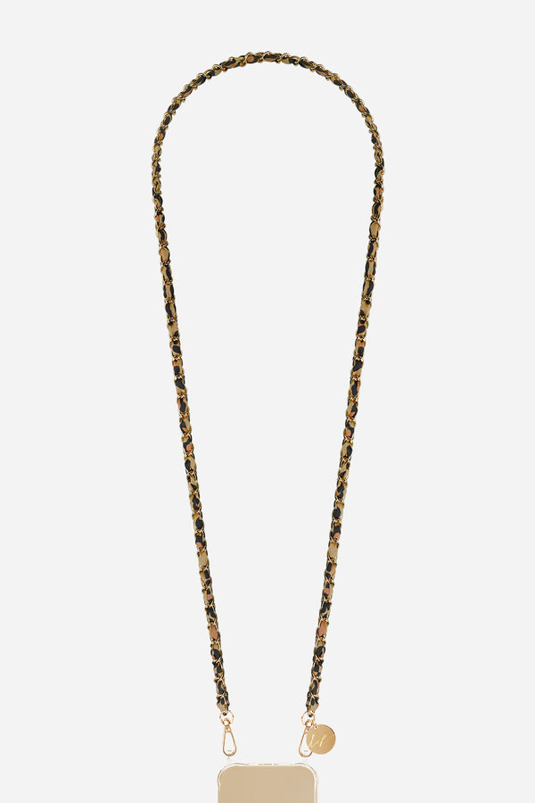 Chaine Longue Cali Leopard Dore 120 cm