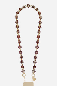 Chaine Longue Cassy Fleurs Bordeaux 120 cm